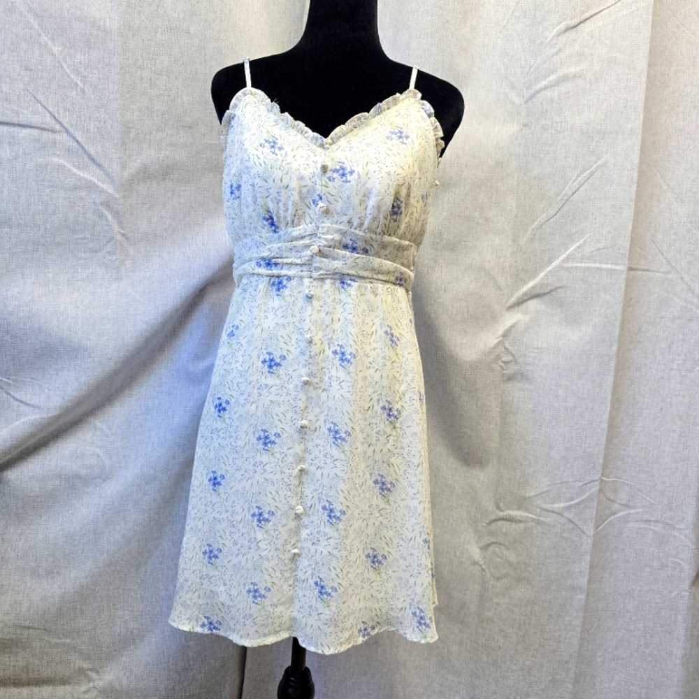 French Kiss Women's Spaghetti Strap Floral Mini Dress Size Large